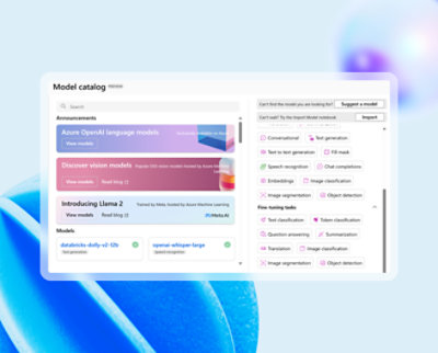 다양한 모델을 보여 주는 모델 카탈로그의 창