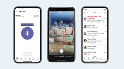 Een groep smartphones met een app voor spraak erop.