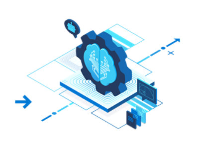 A blue brain with a black background