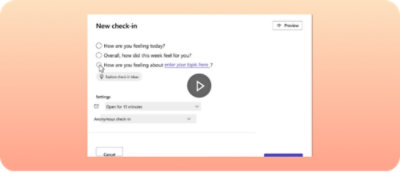 Check-in form asking about feelings and overall experience for the week