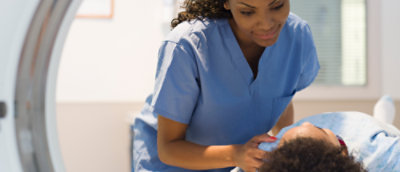A nurse examining a patient