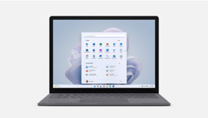 Salviafärgad Surface Laptop 5 visas i en trefjärdedelsvy.