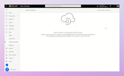 Une capture d’écran d’un écran d’installation pour un connecteur personnalisé