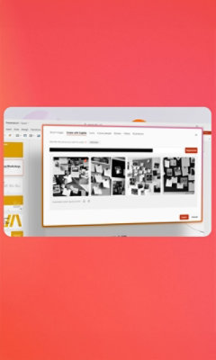 A window with a picture of multiple photos on it.