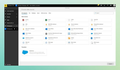 Captura de pantalla de orígenes de datos de Power BI