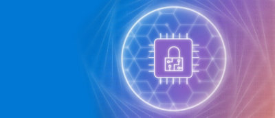 A computer chip with a lock in the middle.