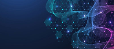 Blue and white hexagons on a screen.