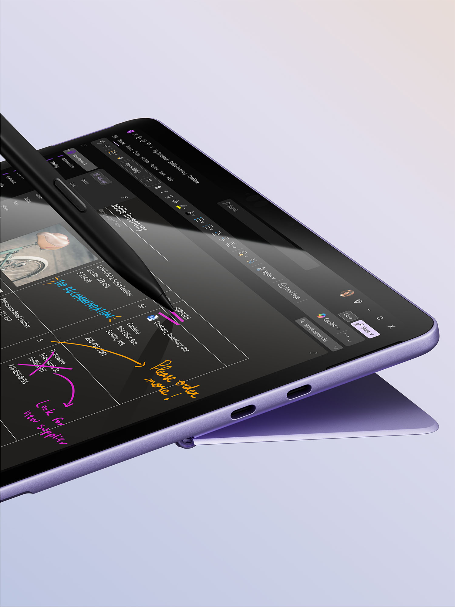 Slim pen drawing shapes on Surface Pro Violet devices in tablet mode
