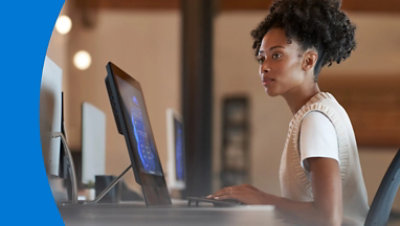A person working at their desk