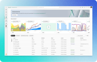 显示 OneLake 数据中心的电脑屏幕截图