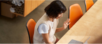 A person sitting at a desk