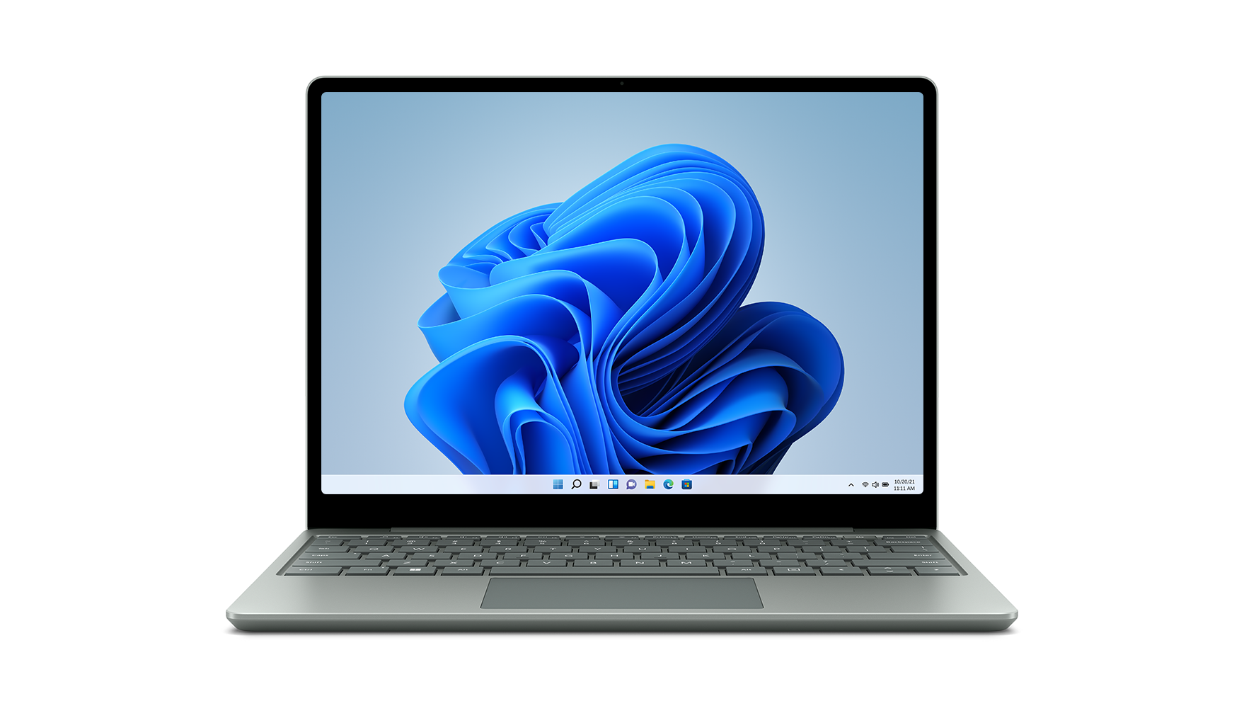 Surface Laptop Go 2 i fargen Platina med apper på skjermen.
