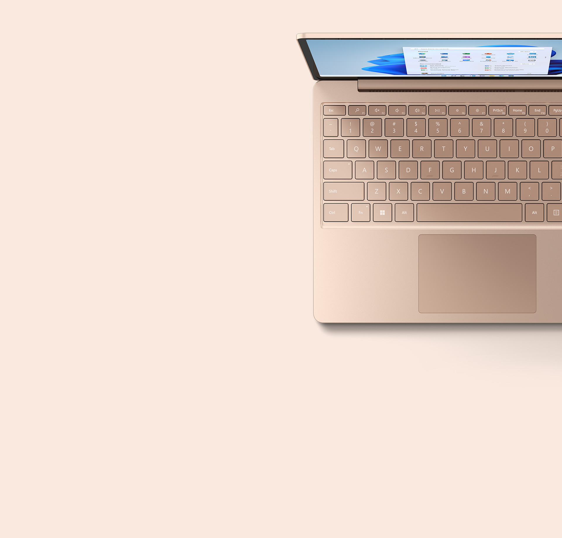 Surface Laptop Go 2 in Sandstone from above features the keyboard