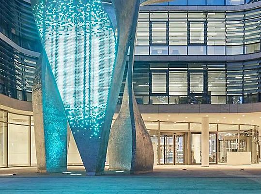 The inside of a Siemens building.