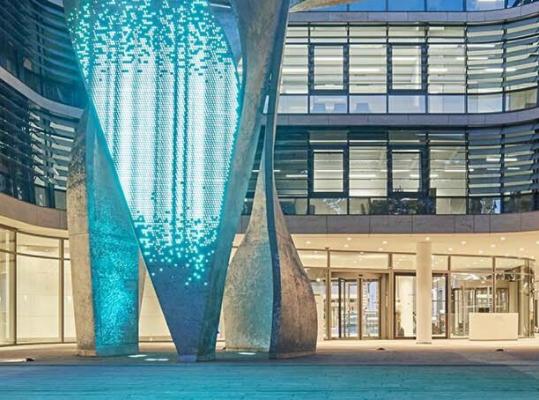 The inside of a Siemens building.