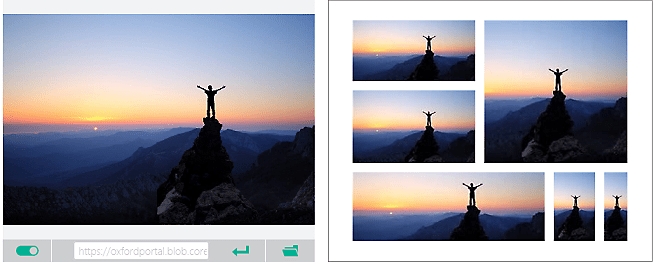 Opções de corte inteligente para uma foto de uma pessoa no topo de uma montanha ao pôr do sol 
