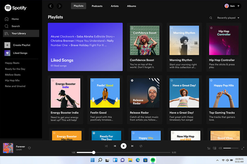 Lista do Spotify z Dolby Audio.