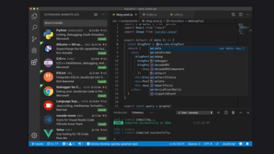 Visual Studio Code の拡張機能マーケットプレースとオープン プロジェクト。