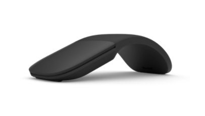Product render of a black Surface Arc Mouse.