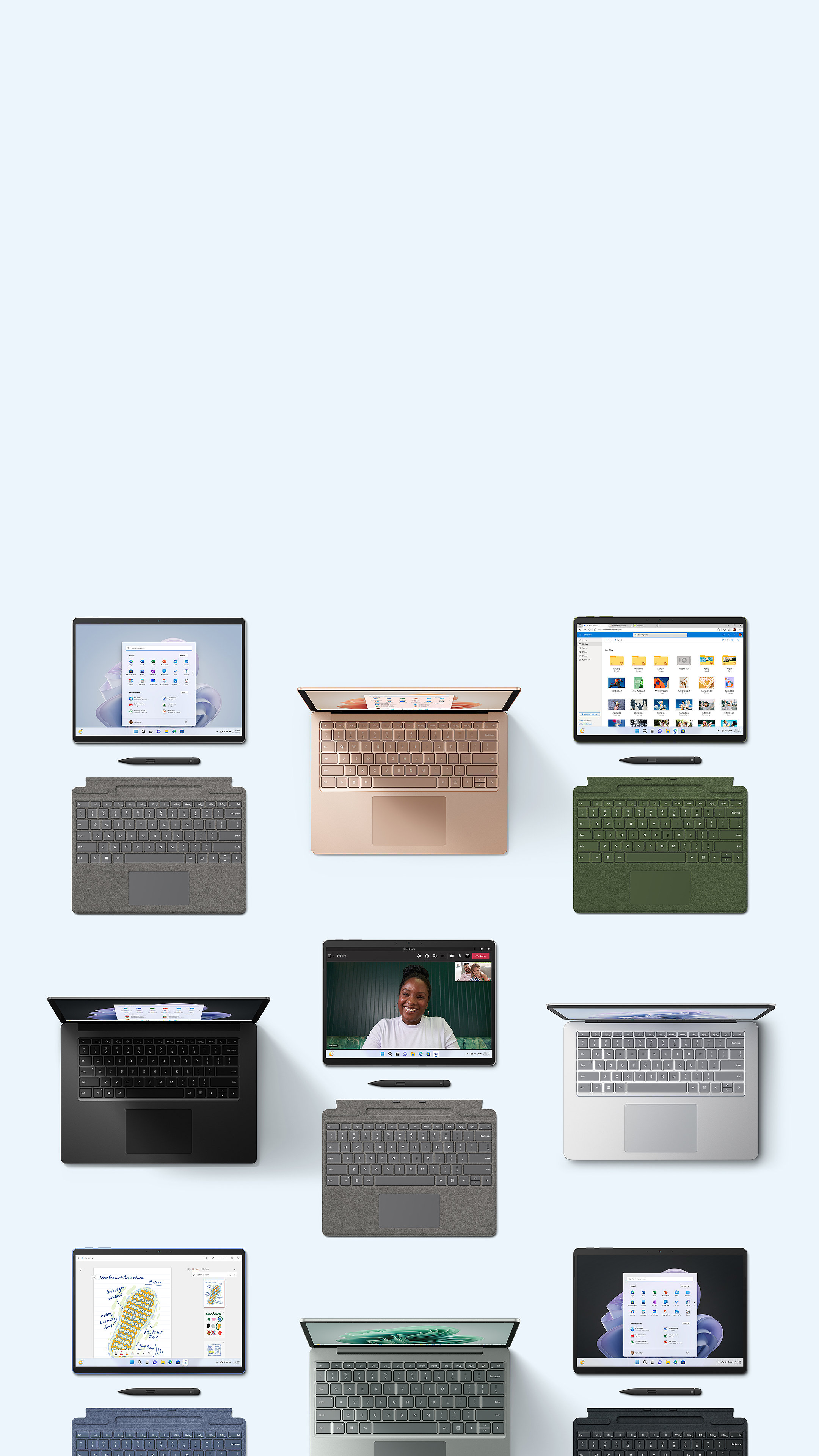 A collection of Surface family devices