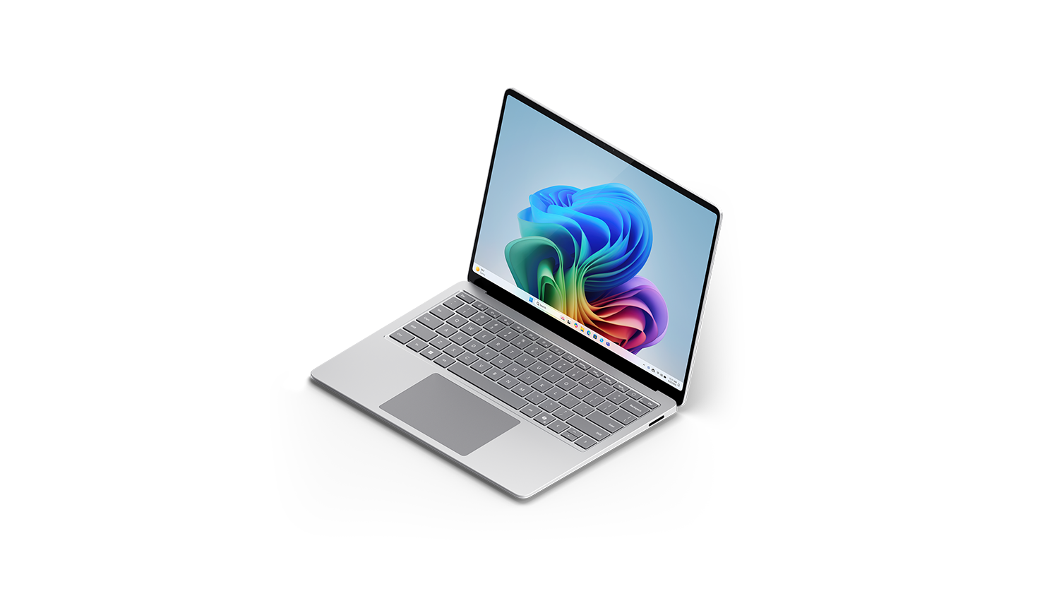 Vista angolare di un dispositivo Surface Laptop da 13,8 pollici nel colore Platino.