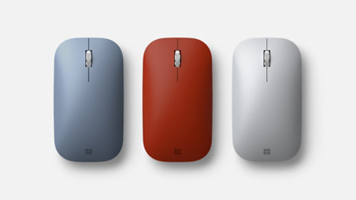 Souris Surface Mobile en Bleu Glacier, Rouge Coquelicot et Platine