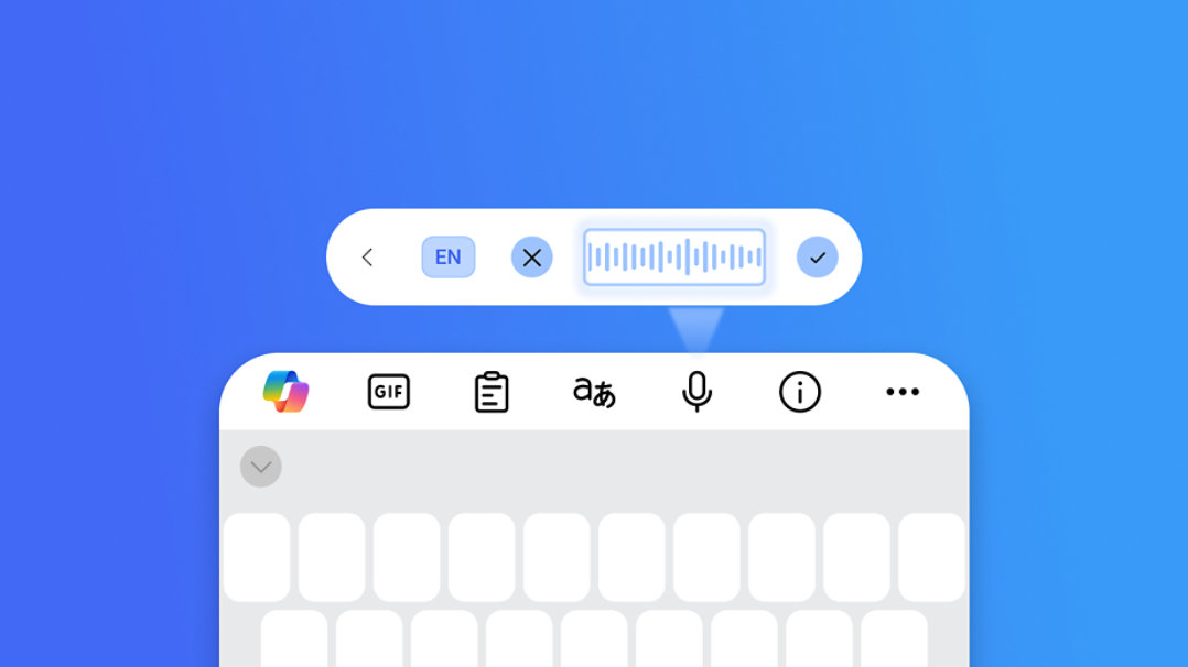 A stylized graphic of a small clipboard resting next to a SwiftKey keyboard 