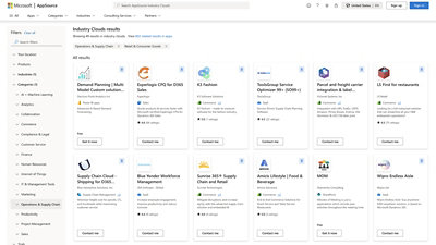 Industry cloud app sources in app source dashboard