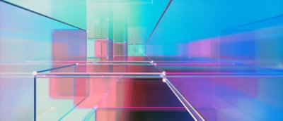 A colorful background with lines and squares.