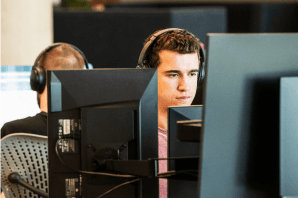 People working in an office at their desks