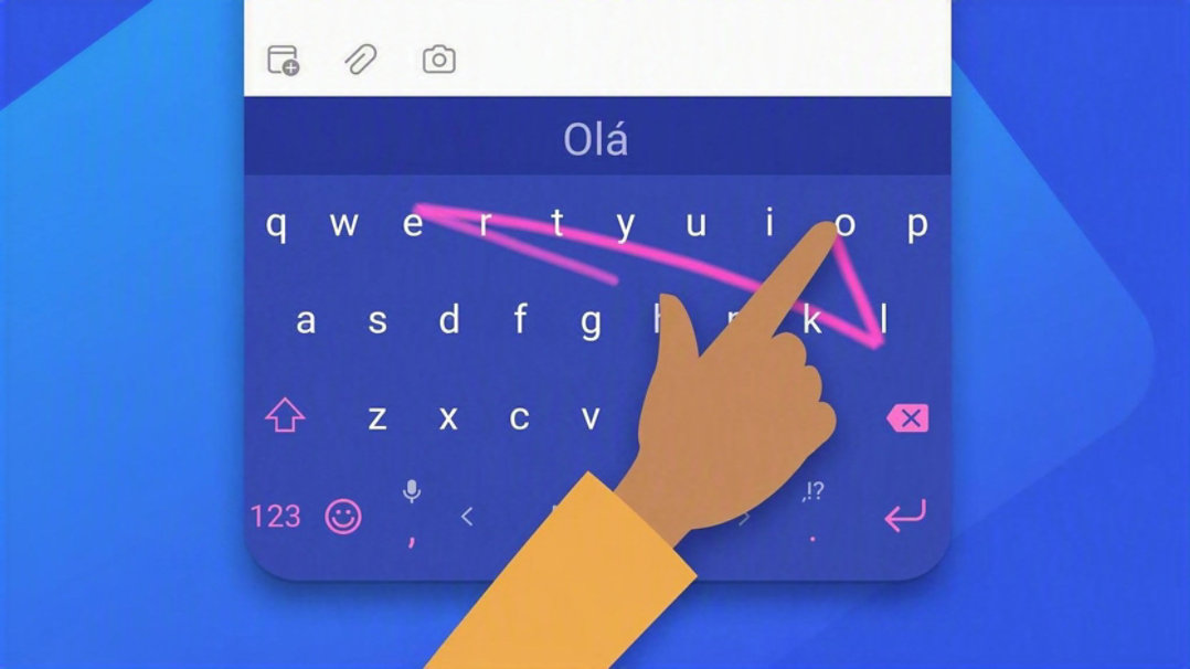 Demonstração da digitação deslizando o dedo no SwiftKey