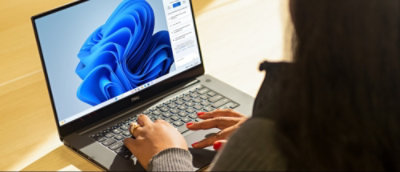 A person typing on a computer