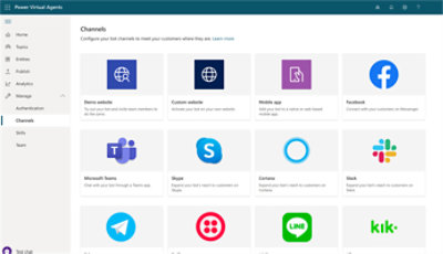 在 Microsoft Copilot Studio 中設定聊天機器人的通道，例如網站、應用程式、Facebook、Teams 等