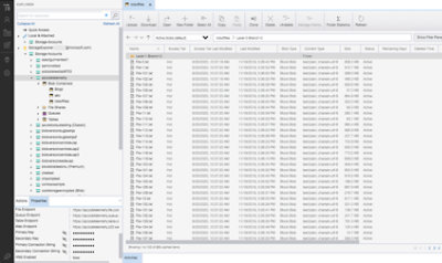 存储资源管理器中的活动 blob 及其属性的列表