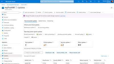 Opdateringer til en virtuel maskine i Azure