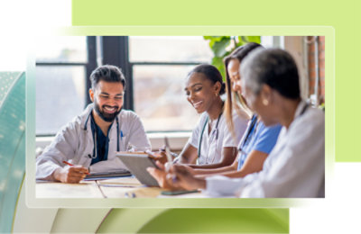 A group of people in a meeting.