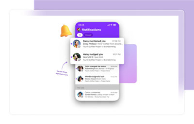 Illustration of a social media notifications interface on a smartphone with various user interactions such as mentions and likes.