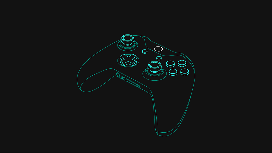 A neon outline of a gaming controller