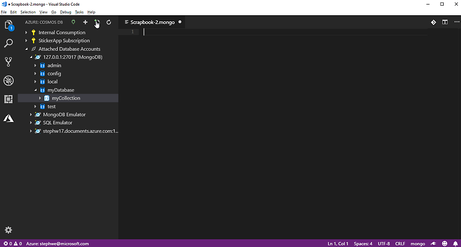 : En GIF-fil, der viser en database, der forbindes, og data, der tilføjes i Visual Studio