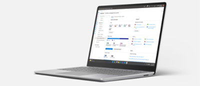 A laptop with a screen on displaying a white background.