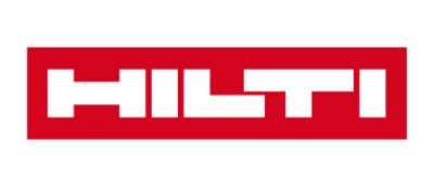 Red and white Hilti logo with stylized lettering.