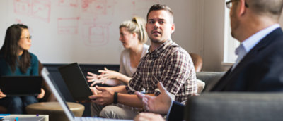Group of people discussing in an office