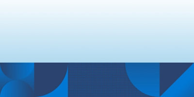 Círculo azul com borda branca em um fundo azul e branco.