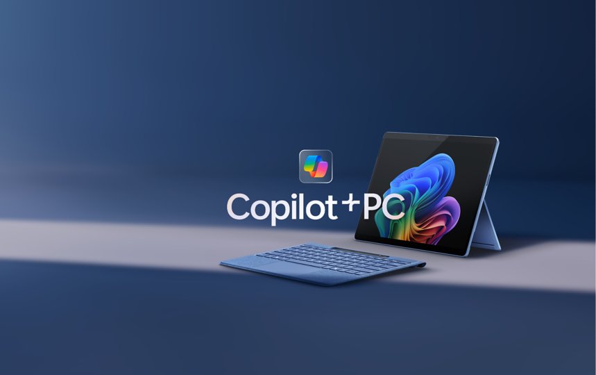 A Surface Pro Flex Keyboard and a Surface Pro, 11th Edition, a Copilot+ PC, in the color Sapphire.
